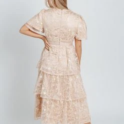 Piper & Scoot Dresses The Willa Beaded Detail Dress In Beige