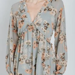 Piper & Scoot The Moulton Floral Maxi Dress In Dusty Blue