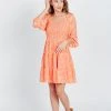 Piper & Scoot Dresses The Bonnie Smocked Mini Dress In Tangerine