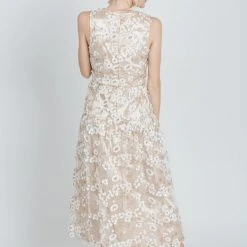 Piper & Scoot Dresses The Berkley Floral Detail Dress In Beige