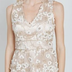 Piper & Scoot Dresses The Berkley Floral Detail Dress In Beige
