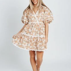 Piper & Scoot The Coraline Eyelet Mini Dress In Dusty Orange