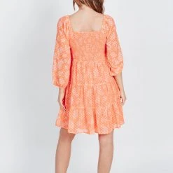 Piper & Scoot Dresses The Bonnie Smocked Mini Dress In Tangerine