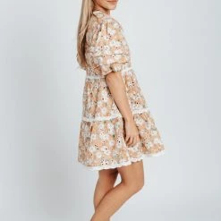 Piper & Scoot The Coraline Eyelet Mini Dress In Dusty Orange