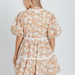 Piper & Scoot The Coraline Eyelet Mini Dress In Dusty Orange