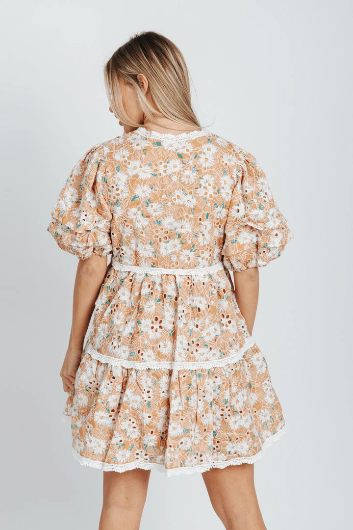 Piper & Scoot The Coraline Eyelet Mini Dress In Dusty Orange