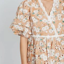 Piper & Scoot The Coraline Eyelet Mini Dress In Dusty Orange