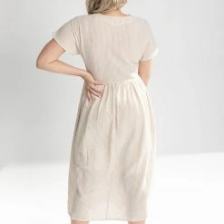 Piper & Scoot Dresses The Helga Button Down Midi Dress In Natural