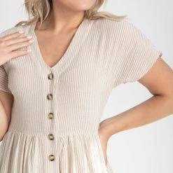 Piper & Scoot Dresses The Helga Button Down Midi Dress In Natural