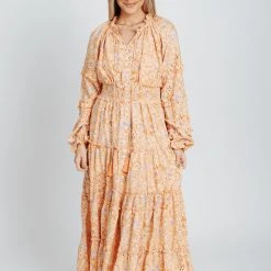 Piper & Scoot The Eloise Tassel Maxi Dress In Orange Dresses