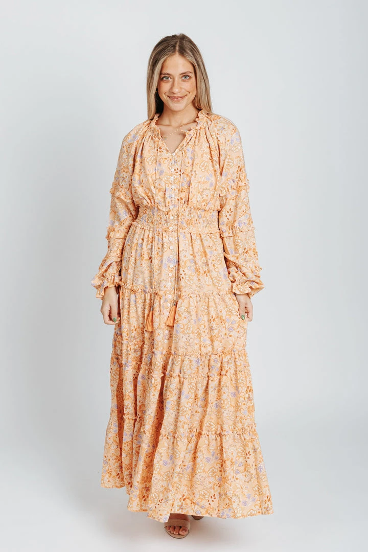 Piper & Scoot The Eloise Tassel Maxi Dress In Orange Dresses