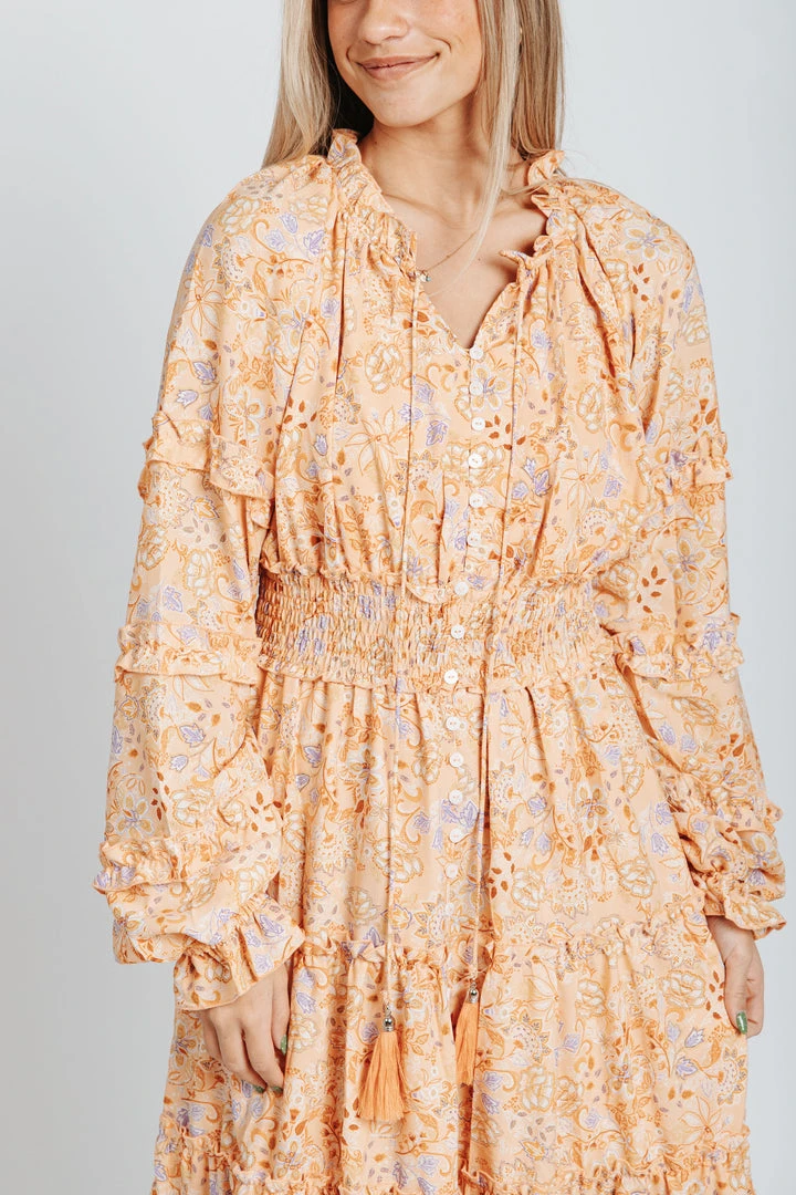 Piper & Scoot The Eloise Tassel Maxi Dress In Orange Dresses