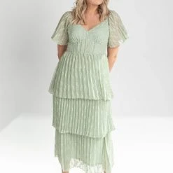 Piper & Scoot The Gunner Tiered Maxi Dress In Pistachio