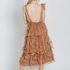 Piper & Scoot The Charlotte Chiffon Tank Midi Dress In Mocha