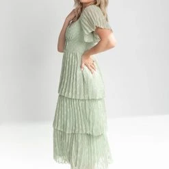 Piper & Scoot The Gunner Tiered Maxi Dress In Pistachio
