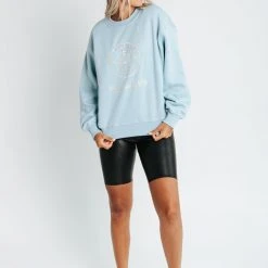 Piper & Scoot Tops The Peace On Earth Sweatshirt In Baby Blue