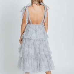 Piper & Scoot Dresses The Charlotte Chiffon Tank Midi Dress In Dusty Blue