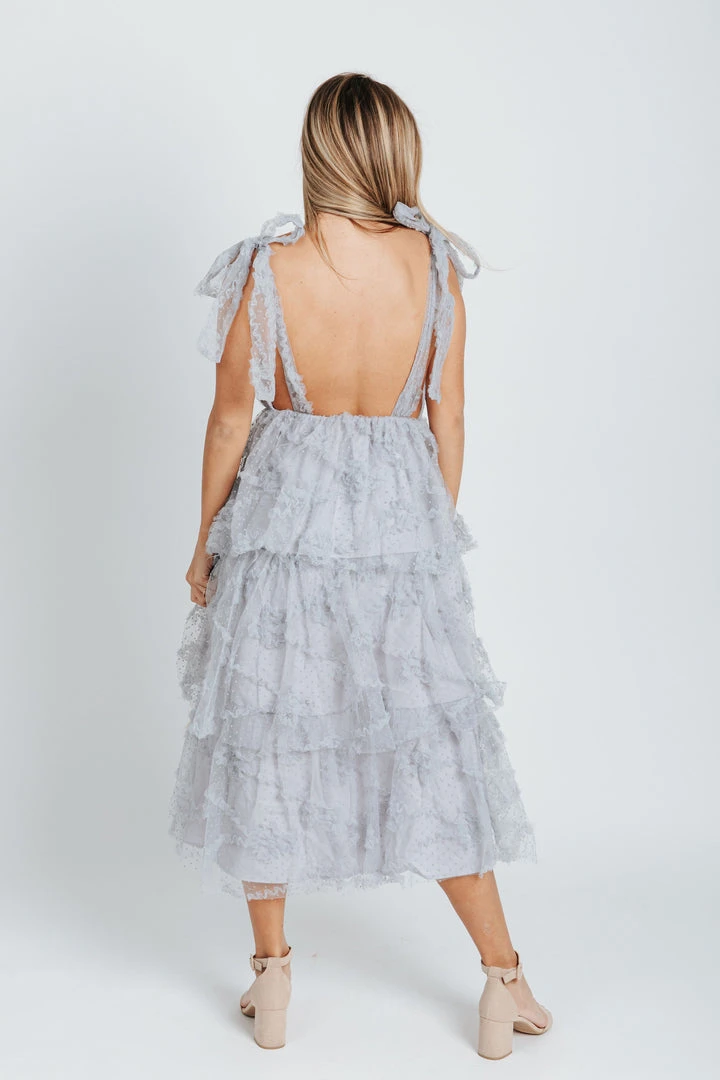 Piper & Scoot Dresses The Charlotte Chiffon Tank Midi Dress In Dusty Blue