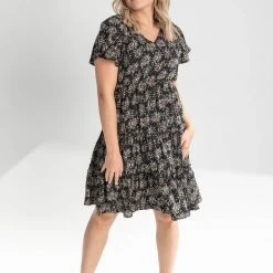 Piper & Scoot The Finley Floral Dress In Black Dresses