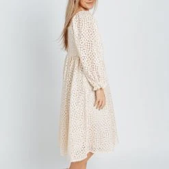 Dresses Piper & Scoot: The Adanna Floral Detail Dress In Cream