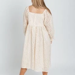 Dresses Piper & Scoot: The Adanna Floral Detail Dress In Cream
