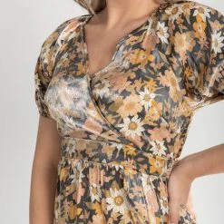 Piper & Scoot The Ryker Floral Midi Dress In Black Dresses