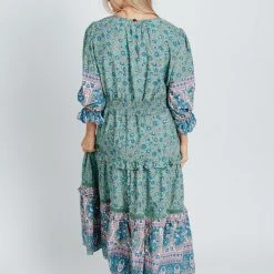 Piper & Scoot Dresses The Rylie Tiered Midi Dress In Green Floral