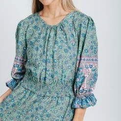 Piper & Scoot Dresses The Rylie Tiered Midi Dress In Green Floral