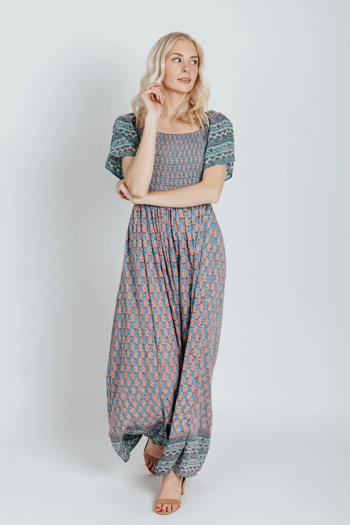 Piper & Scoot: The Cabo Patterned Maxi Dress In Blue