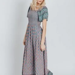 Piper & Scoot: The Cabo Patterned Maxi Dress In Blue