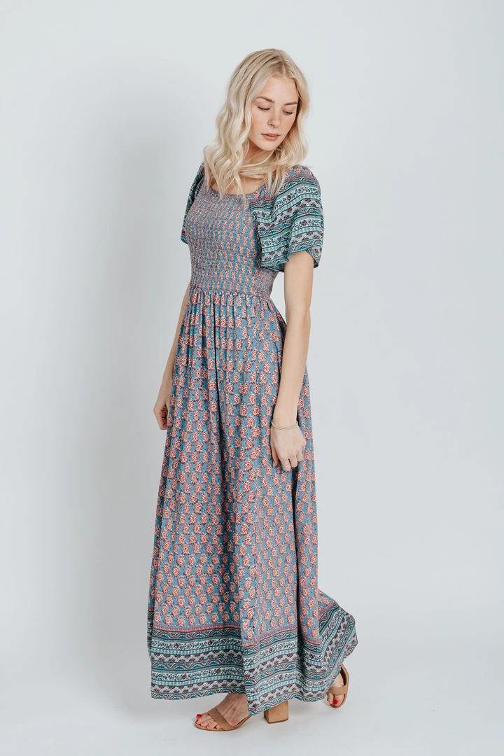Piper & Scoot: The Cabo Patterned Maxi Dress In Blue
