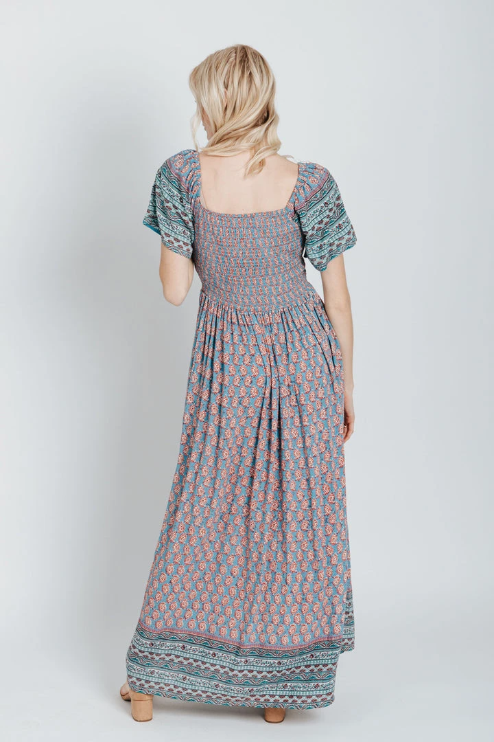 Piper & Scoot: The Cabo Patterned Maxi Dress In Blue