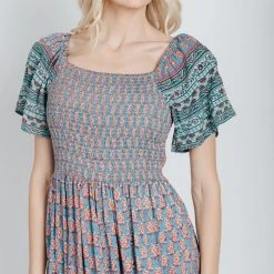 Piper & Scoot: The Cabo Patterned Maxi Dress In Blue