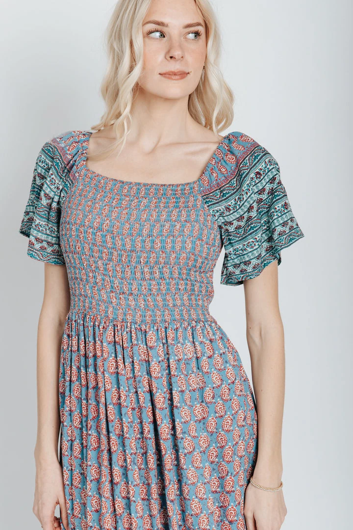 Piper & Scoot: The Cabo Patterned Maxi Dress In Blue