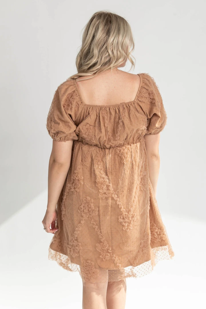 Piper & Scoot The Zelda Square Neck Dress In Tan