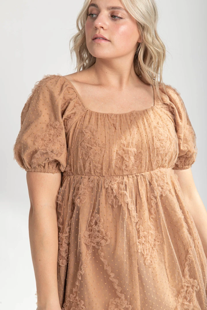 Piper & Scoot The Zelda Square Neck Dress In Tan