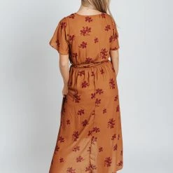 Piper & Scoot The Emir Floral Tie Dress In Camel