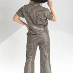 Piper & Scoot Bottoms + Jumpsuits The Kelly Checkered Pants In Black + Taupe