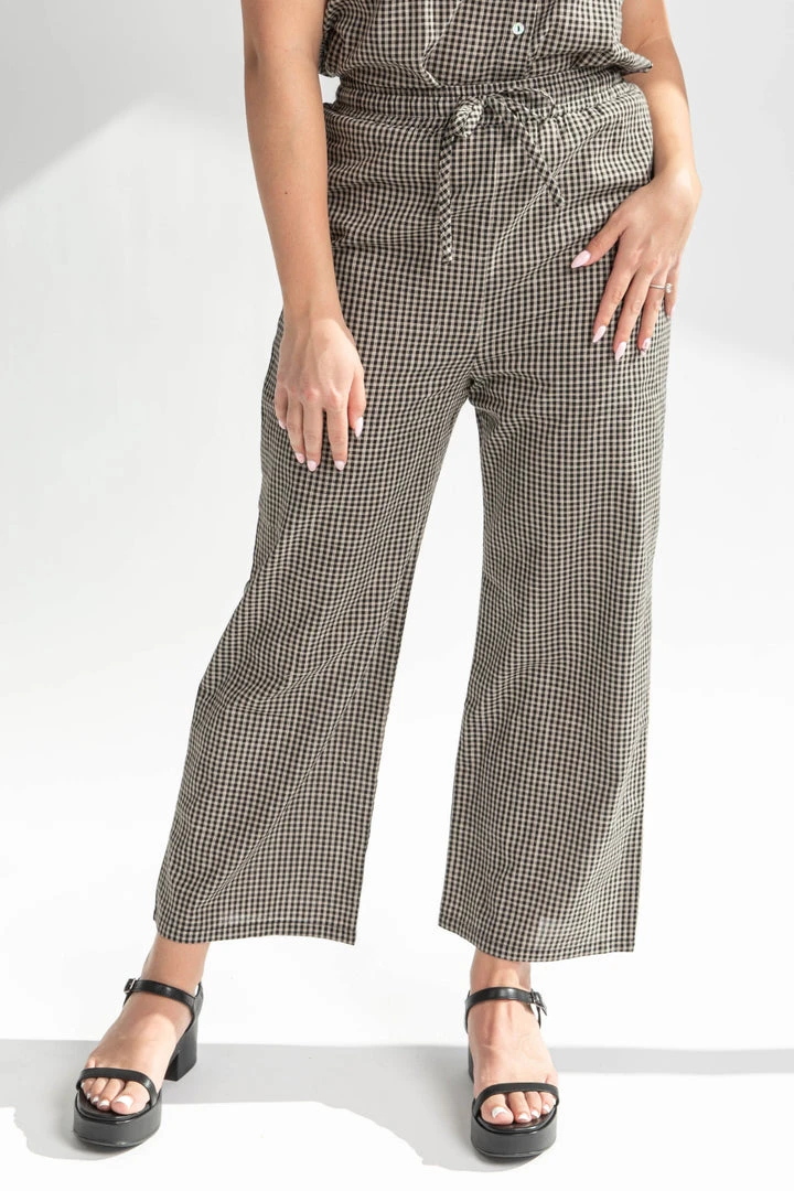 Piper & Scoot Bottoms + Jumpsuits The Kelly Checkered Pants In Black + Taupe