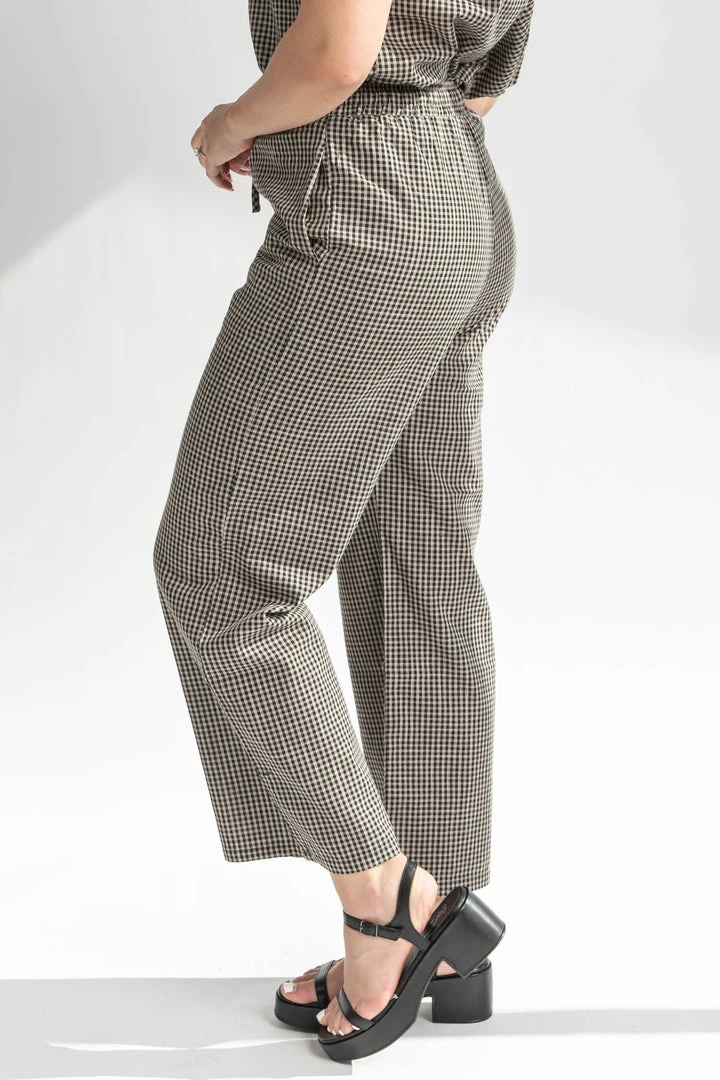 Piper & Scoot Bottoms + Jumpsuits The Kelly Checkered Pants In Black + Taupe
