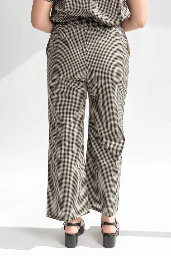 Piper & Scoot Bottoms + Jumpsuits The Kelly Checkered Pants In Black + Taupe