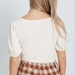 Piper & Scoot The Alice Ribbed Bodysuit In Cream Tops