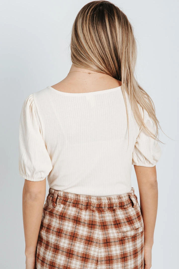 Piper & Scoot The Alice Ribbed Bodysuit In Cream Tops