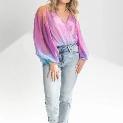 Piper & Scoot The Seville Printed Bodysuit In Magenta Multi