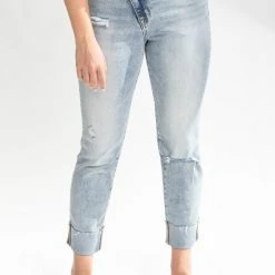 Piper & Scoot Denim: The High Rise Ankle Straight Jean In Light Blue Bottoms + Jumpsuits