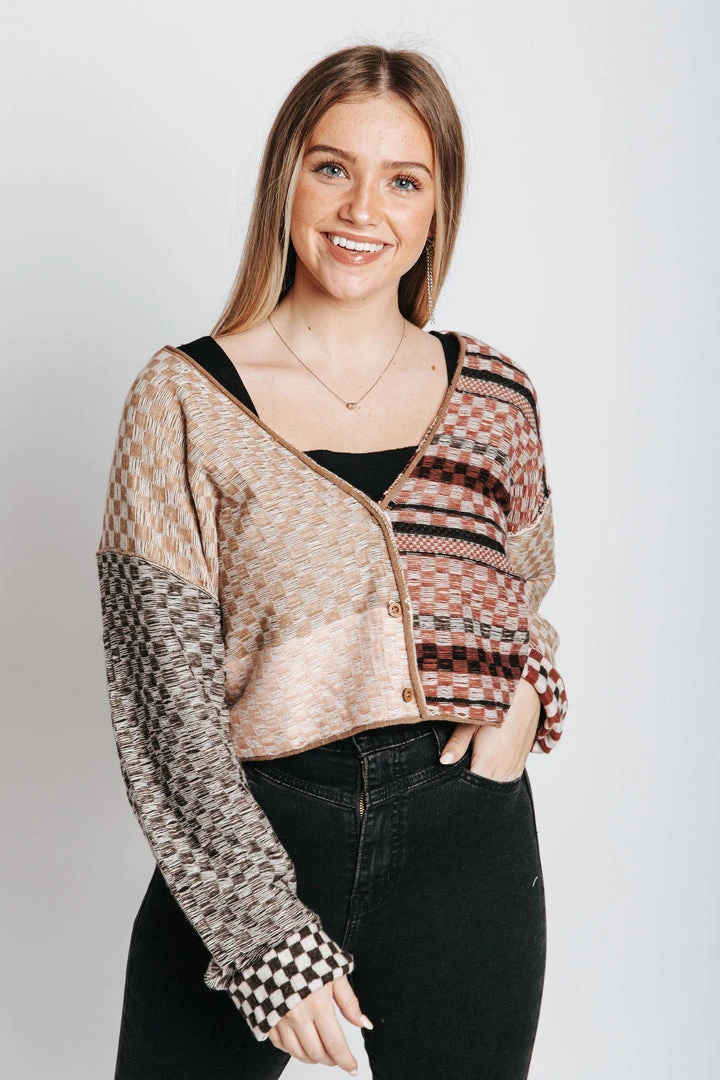 Piper & Scoot Free People: Ready Set Go Cardi In Toffee Combo