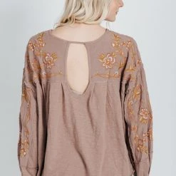 Piper & Scoot The Darrow Embroidered Blouse In Rose Tops
