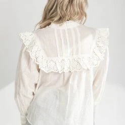 Piper & Scoot Free People: Hit The Road Buttondown In White Tops