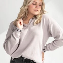 Piper & Scoot The Tove Collared Top In Lavender Tops