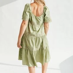 Piper & Scoot The Elba Eyelet Detail Dress In Green